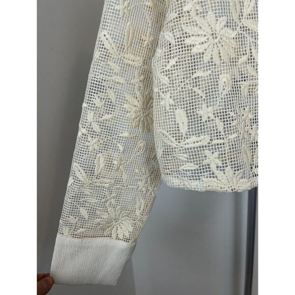NWT Jason Wu Ivory Lace Button Front Cropped Shirt Women's Size XS Fairycore - Picture 2 of 6